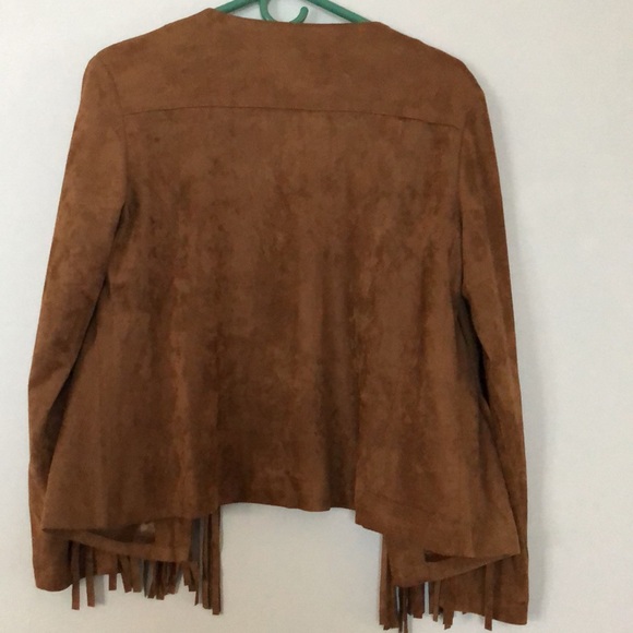 NWT Faux Suede L Brown Boho Jacket with lining - Picture 2 of 3